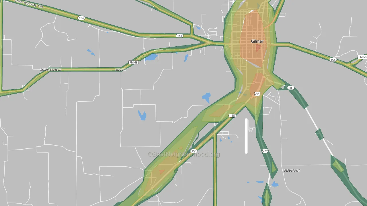 Enoch, TX Map of Noise Levels in Enoch