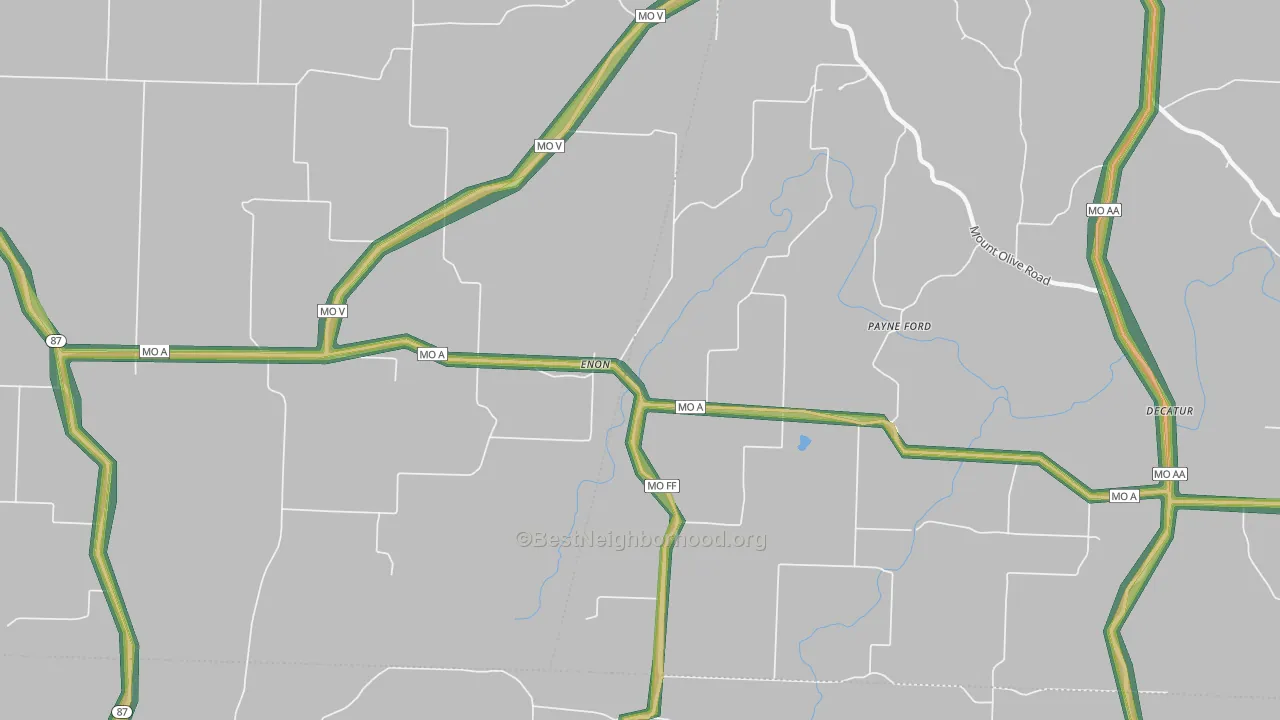 Enon, MO Map of Noise Levels in Enon