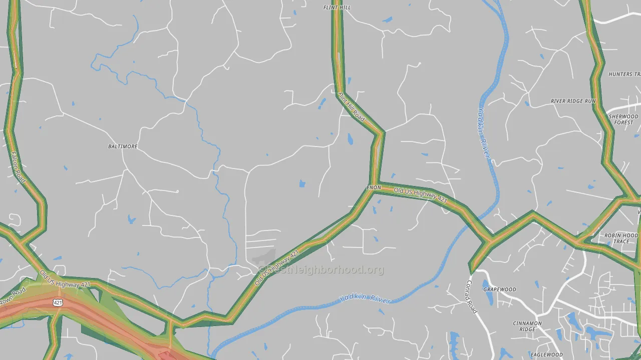 Enon, NC Map of Noise Levels in Enon