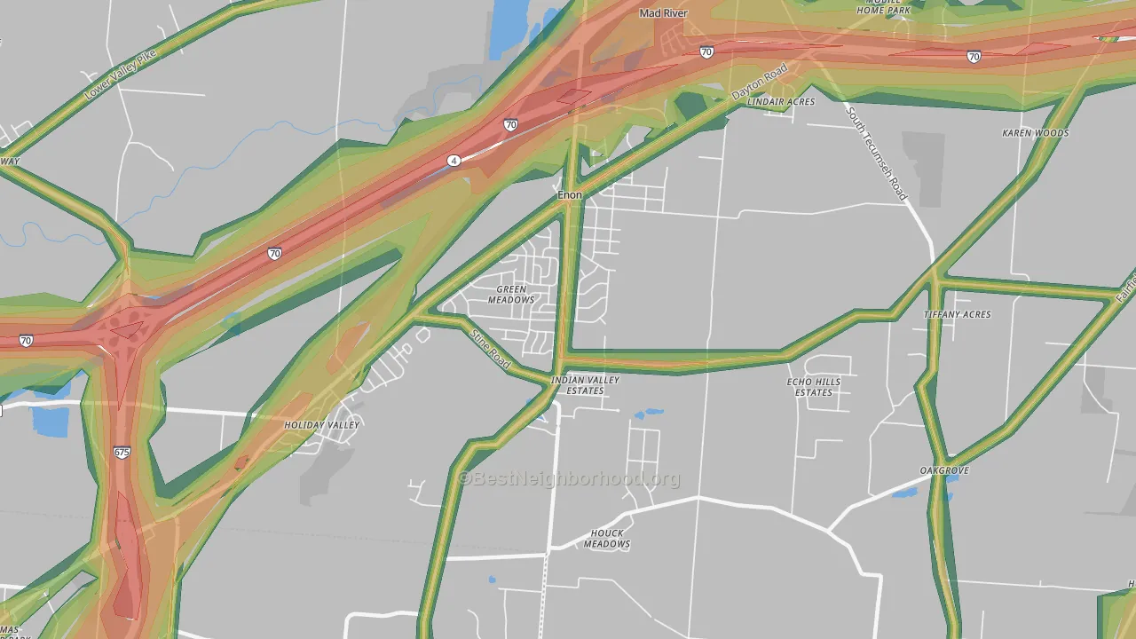 Enon, OH Map of Noise Levels in Enon