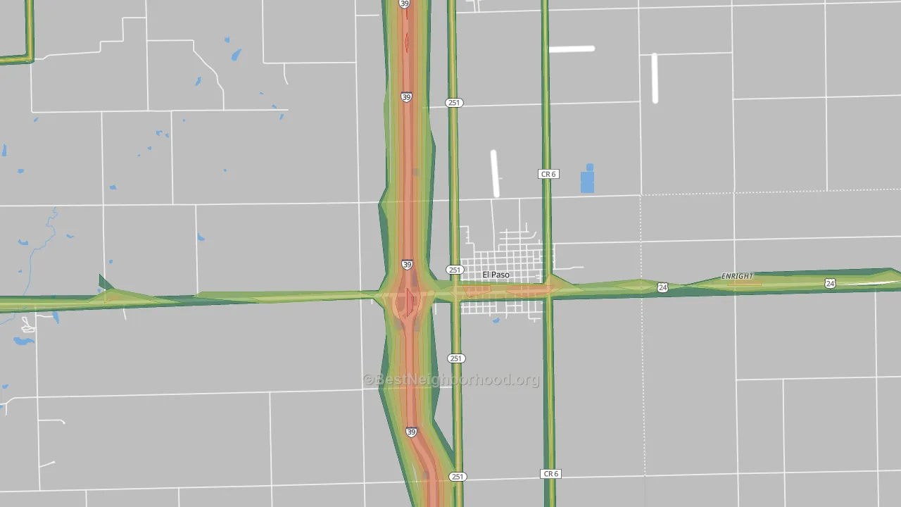 Enright, IL Map of Noise Levels in Enright