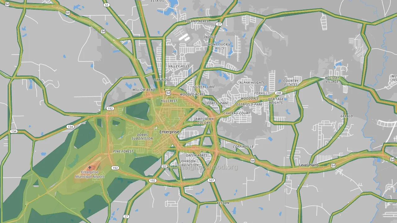 Enterprise, AL Map of Noise Levels in Enterprise