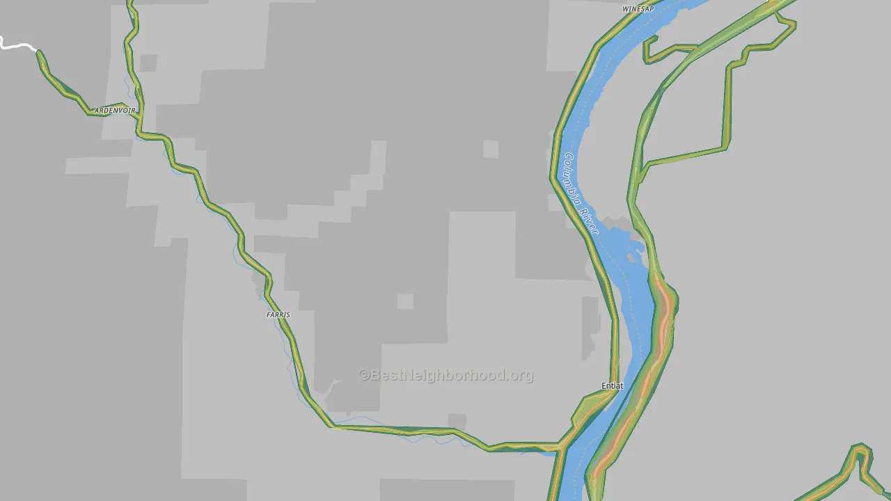 Entiat, WA Map of Noise Levels in Entiat