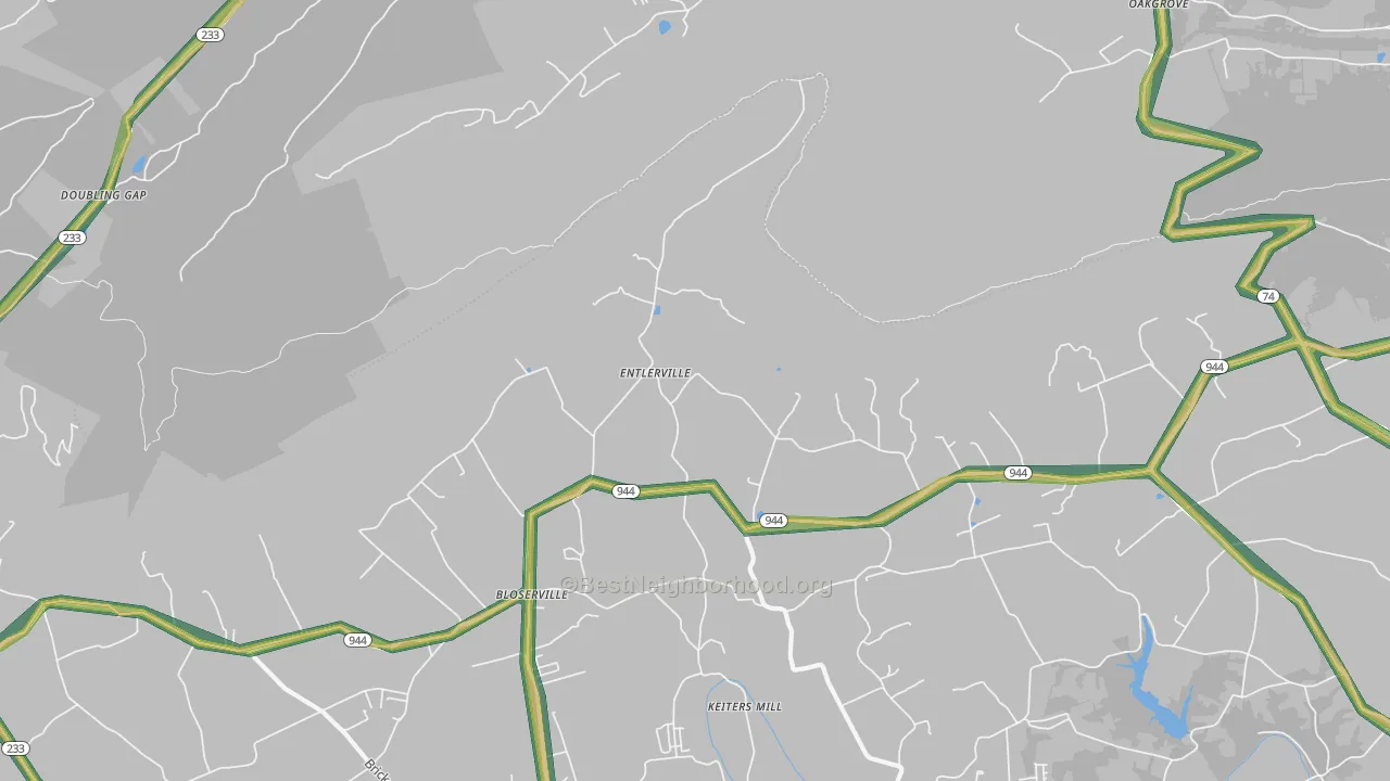 Entlerville, PA Map of Noise Levels in Entlerville