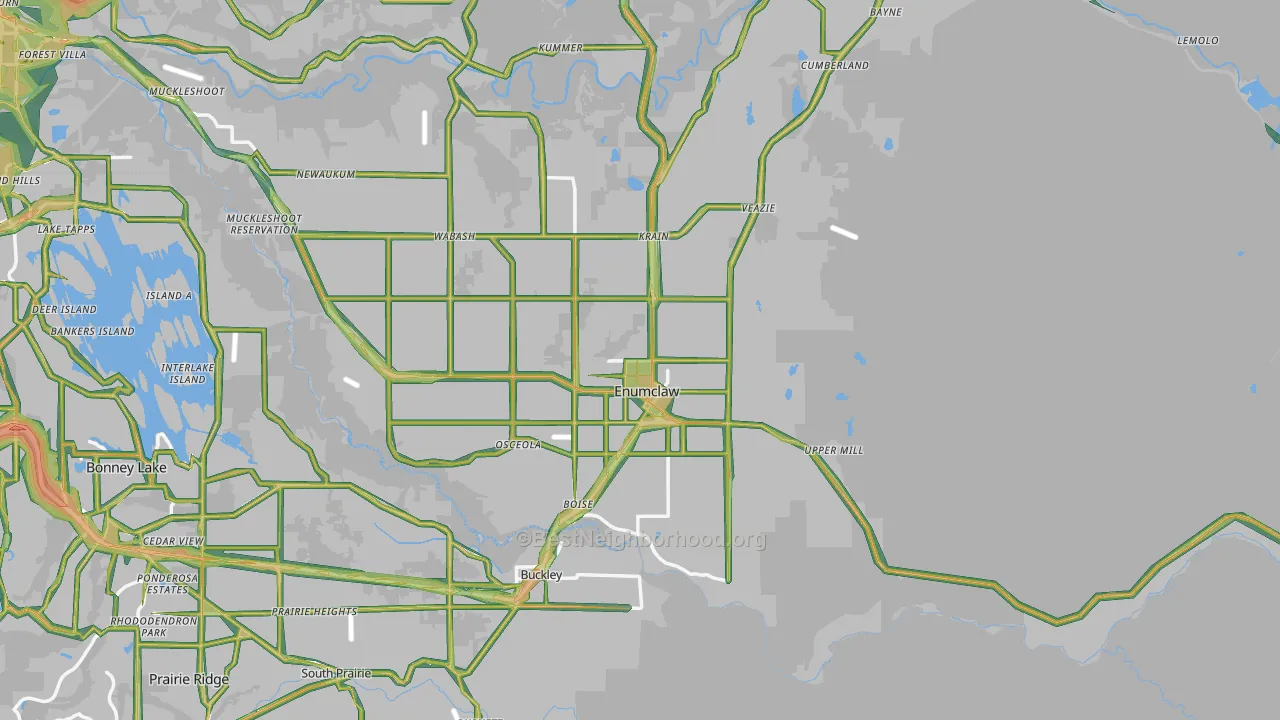 Enumclaw, WA Map of Noise Levels in Enumclaw