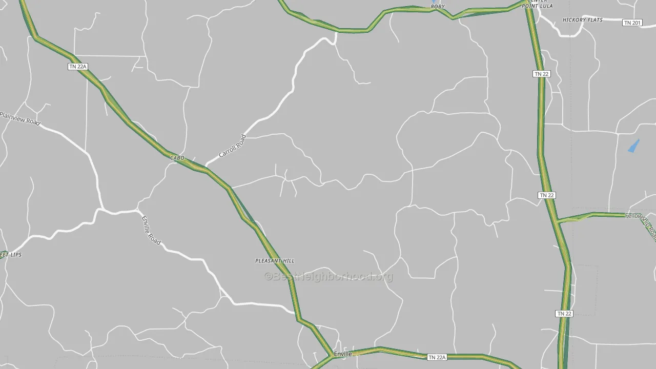 Enville, TN Map of Noise Levels in Enville