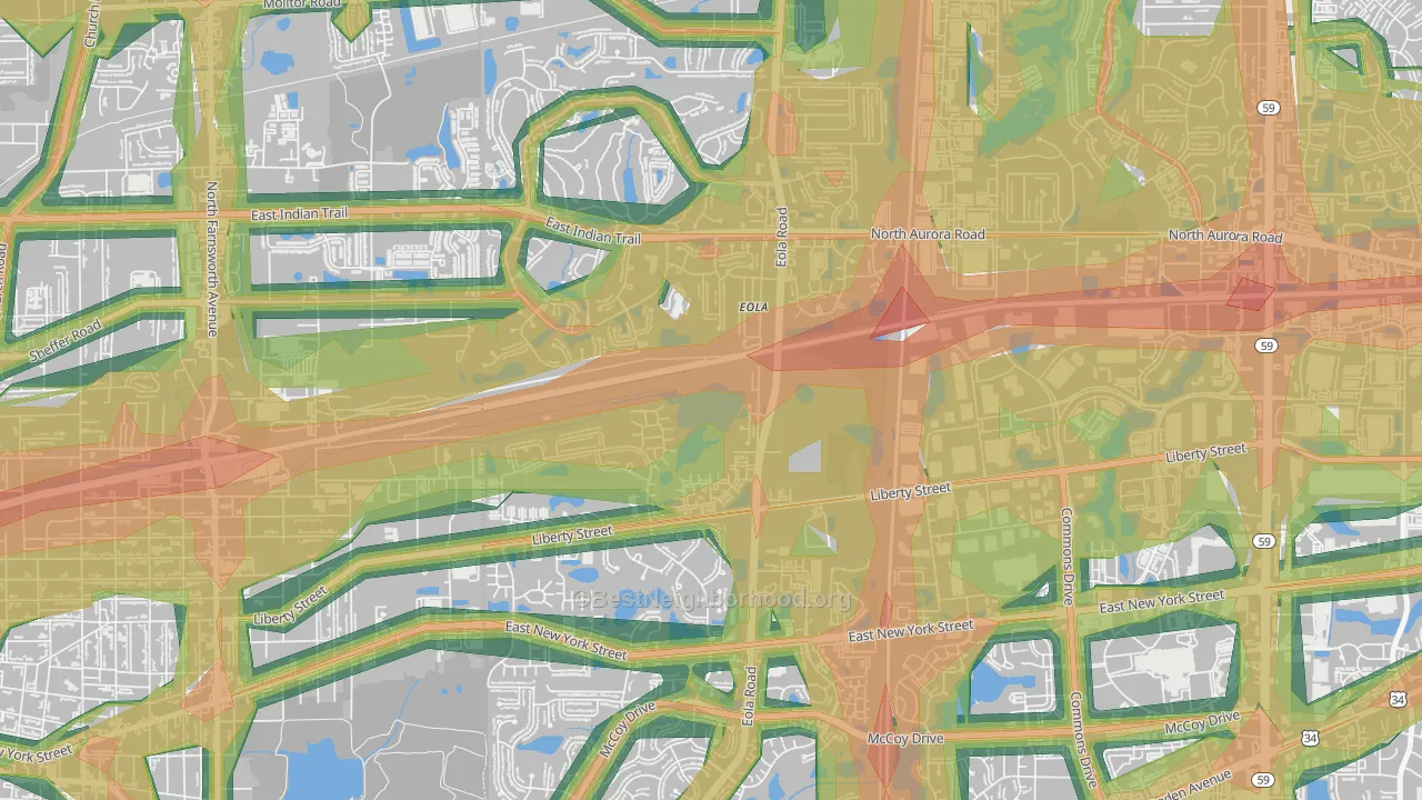 Eola, IL Map of Noise Levels in Eola