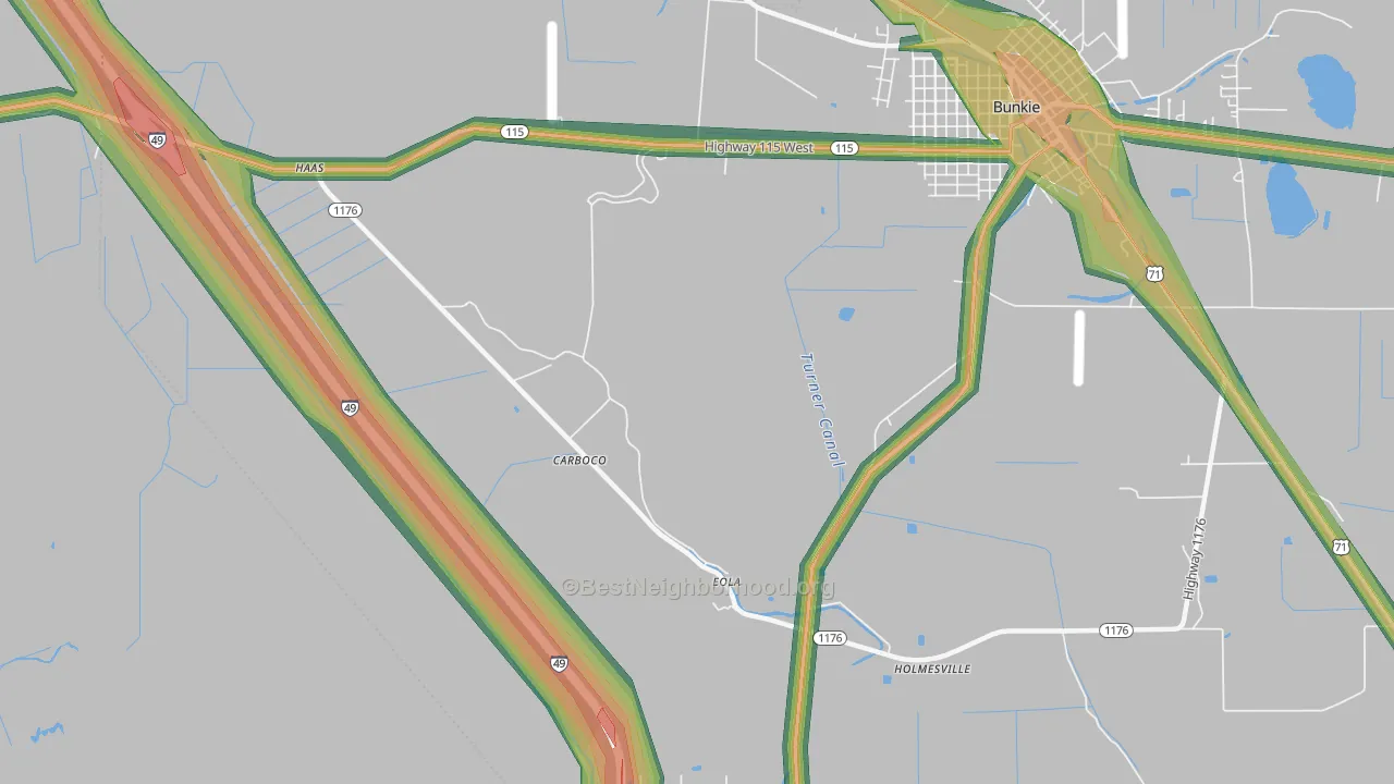 Eola, LA Map of Noise Levels in Eola