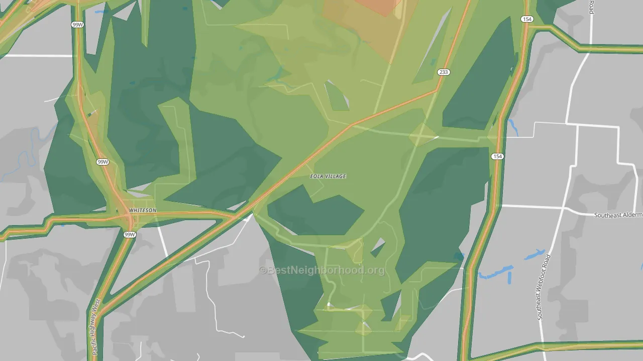 Eola Village, OR Map of Noise Levels in Eola Village