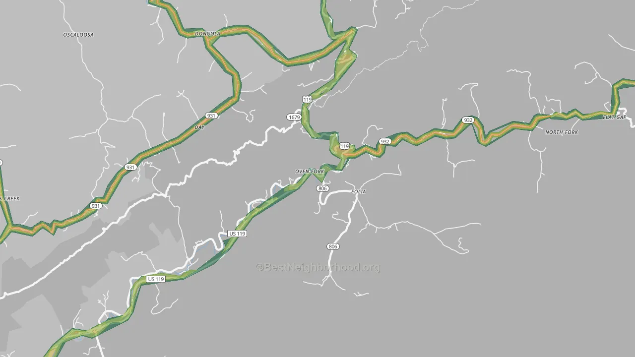 Eolia, KY Map of Noise Levels in Eolia