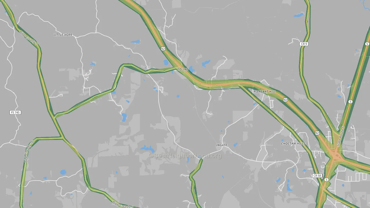 Eoline, AL Map of Noise Levels in Eoline