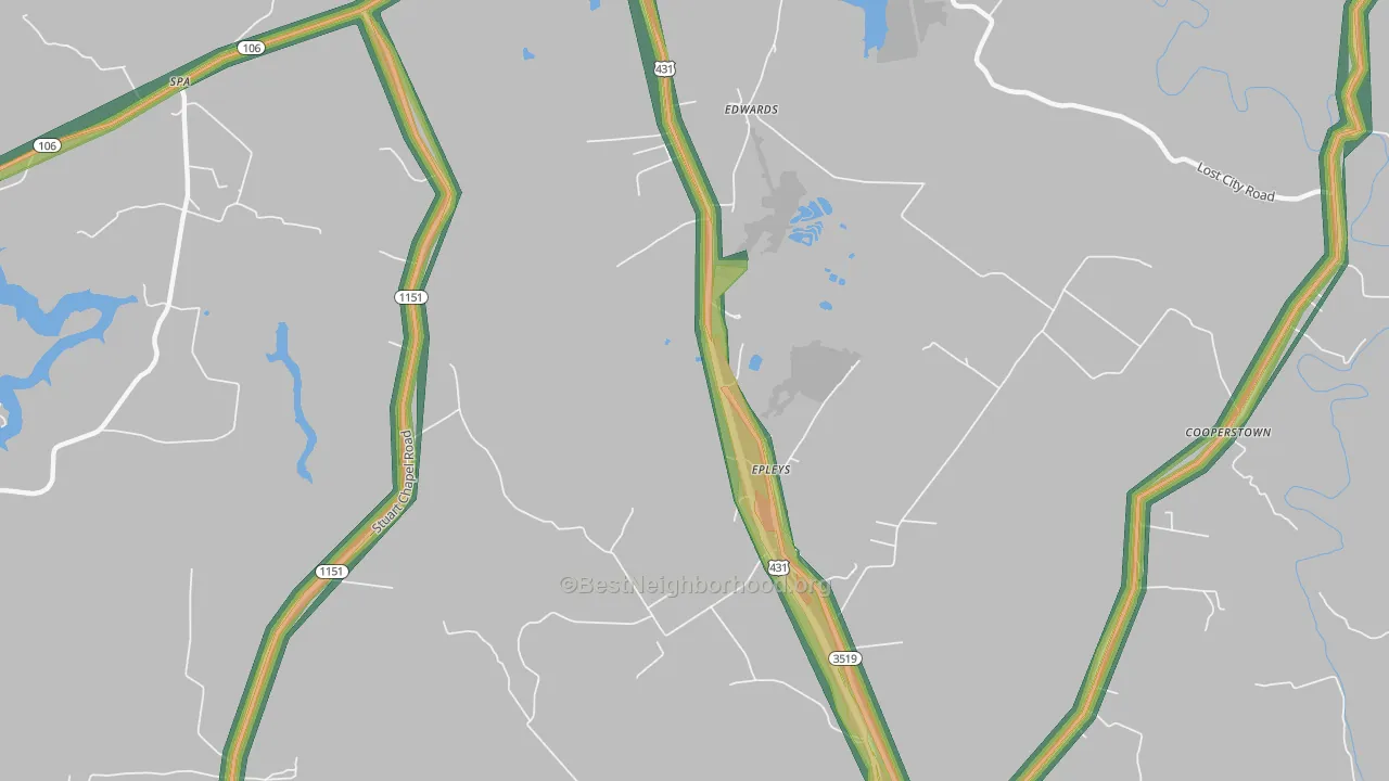Epleys, KY Map of Noise Levels in Epleys