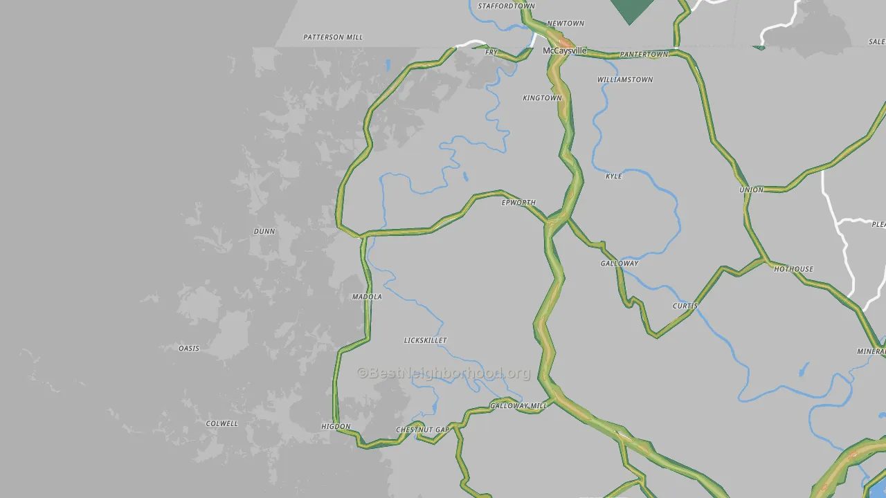Epworth, GA Map of Noise Levels in Epworth