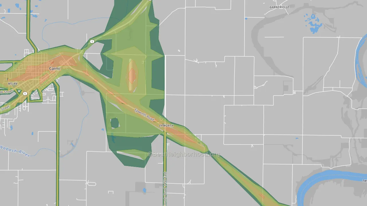 Epworth, IL Map of Noise Levels in Epworth