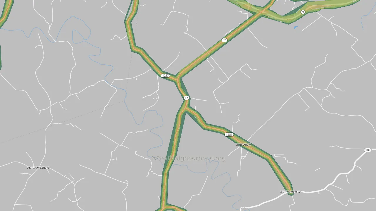 Epworth, KY Map of Noise Levels in Epworth