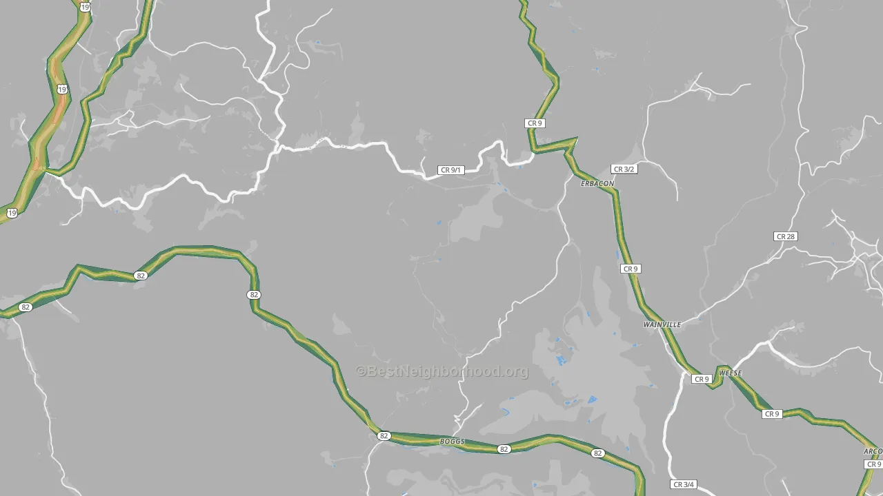 Erbacon, WV Map of Noise Levels in Erbacon