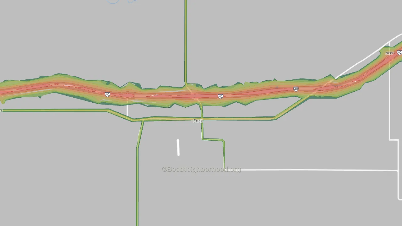 Erick, OK Map of Noise Levels in Erick