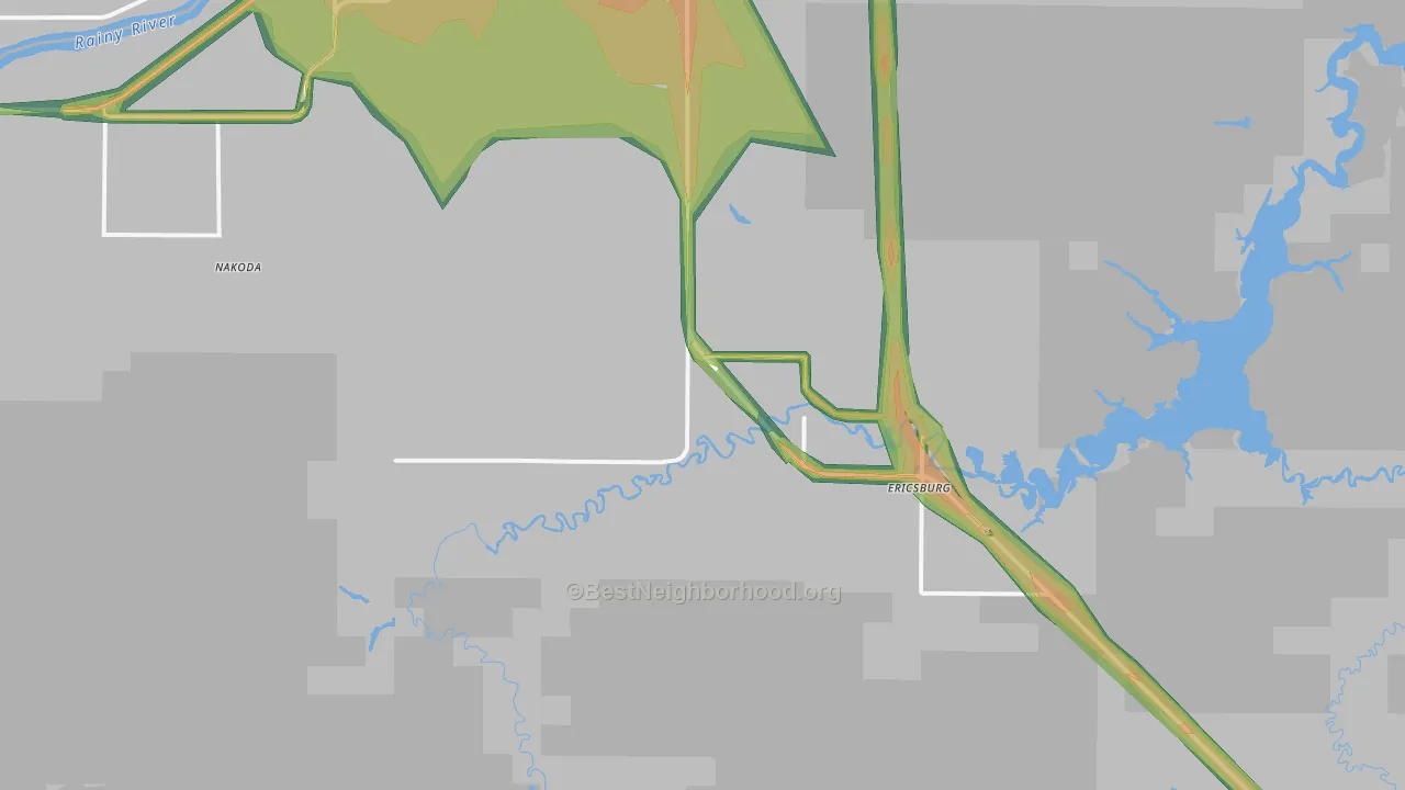 Ericsburg, MN Map of Noise Levels in Ericsburg