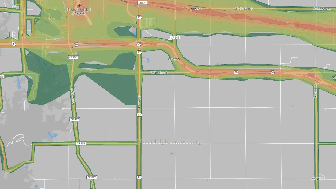 Ericson, IA Map of Noise Levels in Ericson