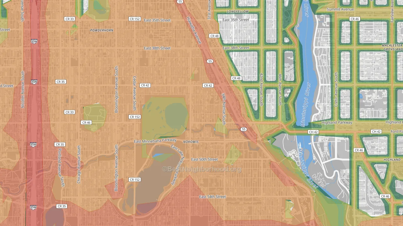 Ericsson, Minneapolis, MN Map of Noise Levels in Ericsson