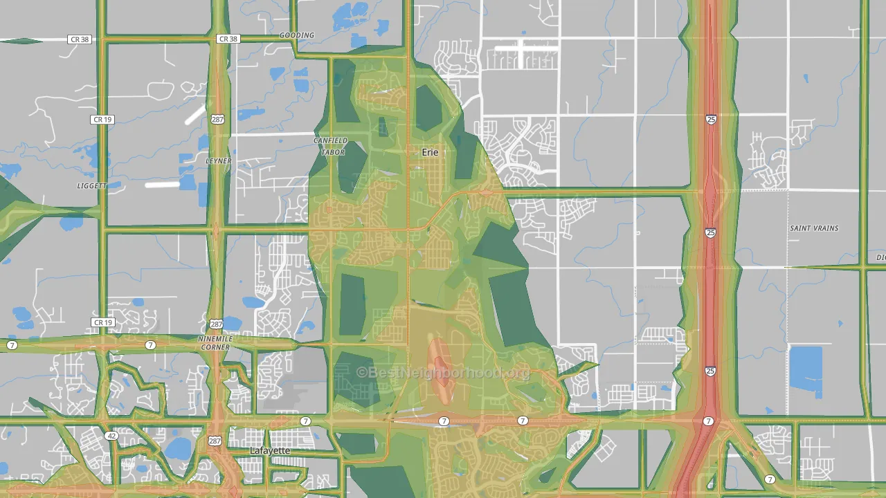 Erie, CO Map of Noise Levels in Erie