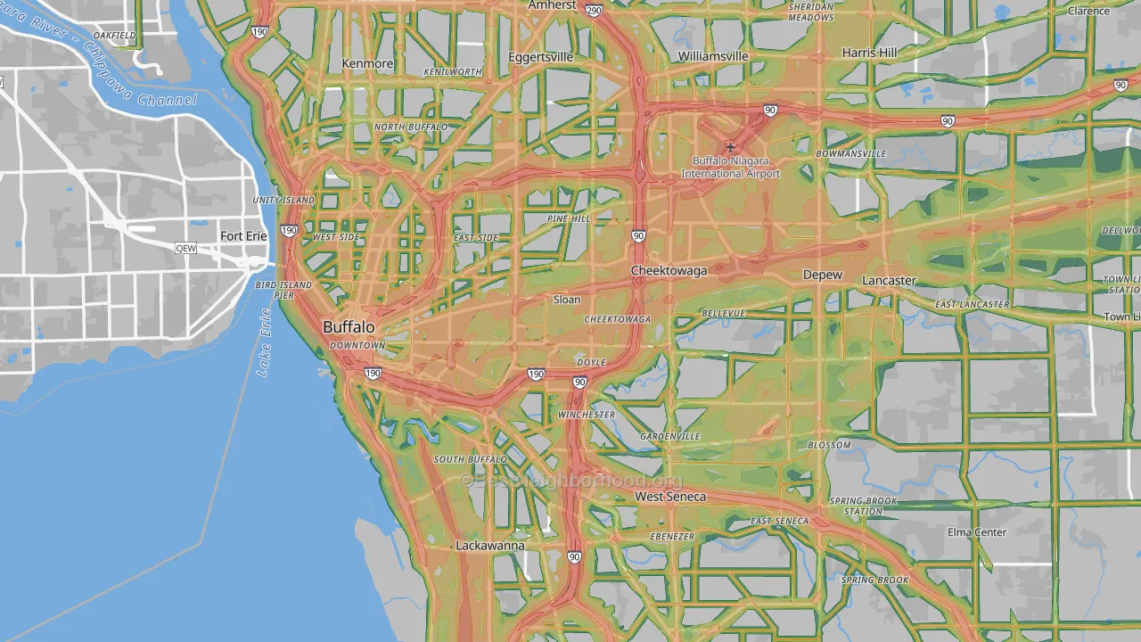 Erie County, NY Map of Noise Levels in Erie County