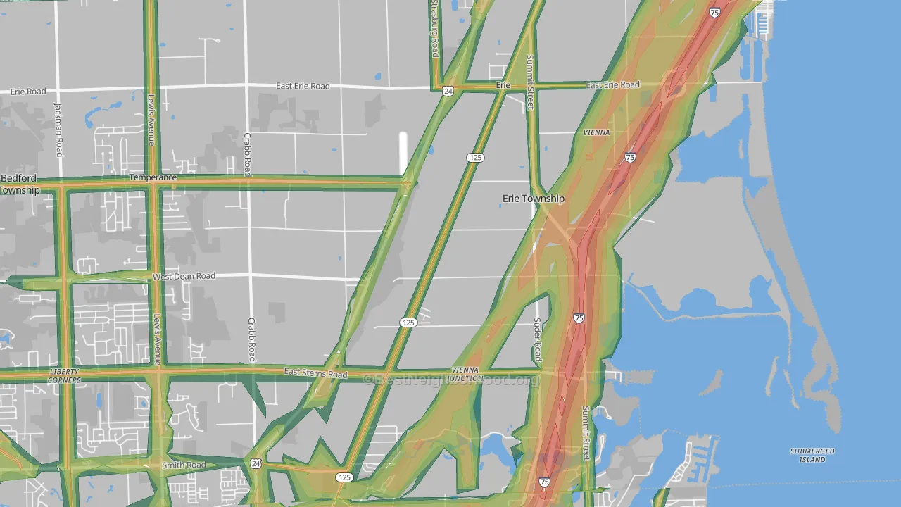 Erie, MI Map of Noise Levels in Erie