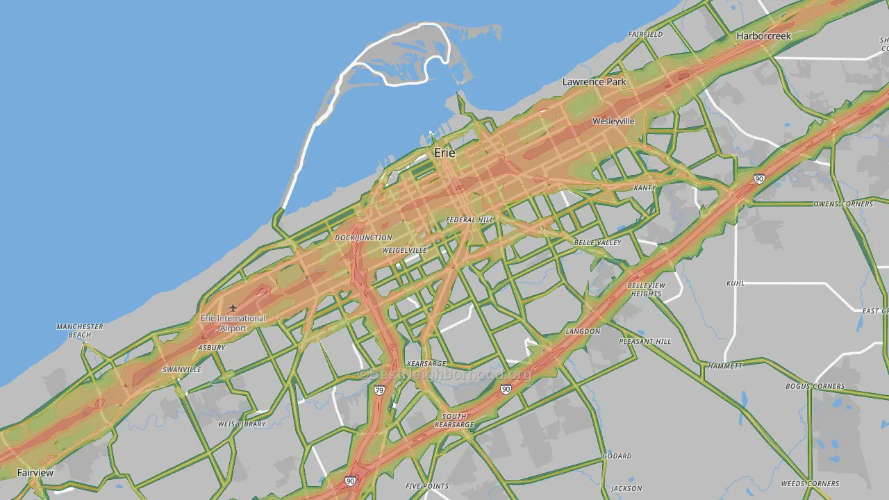 Erie, PA Map of Noise Levels in Erie