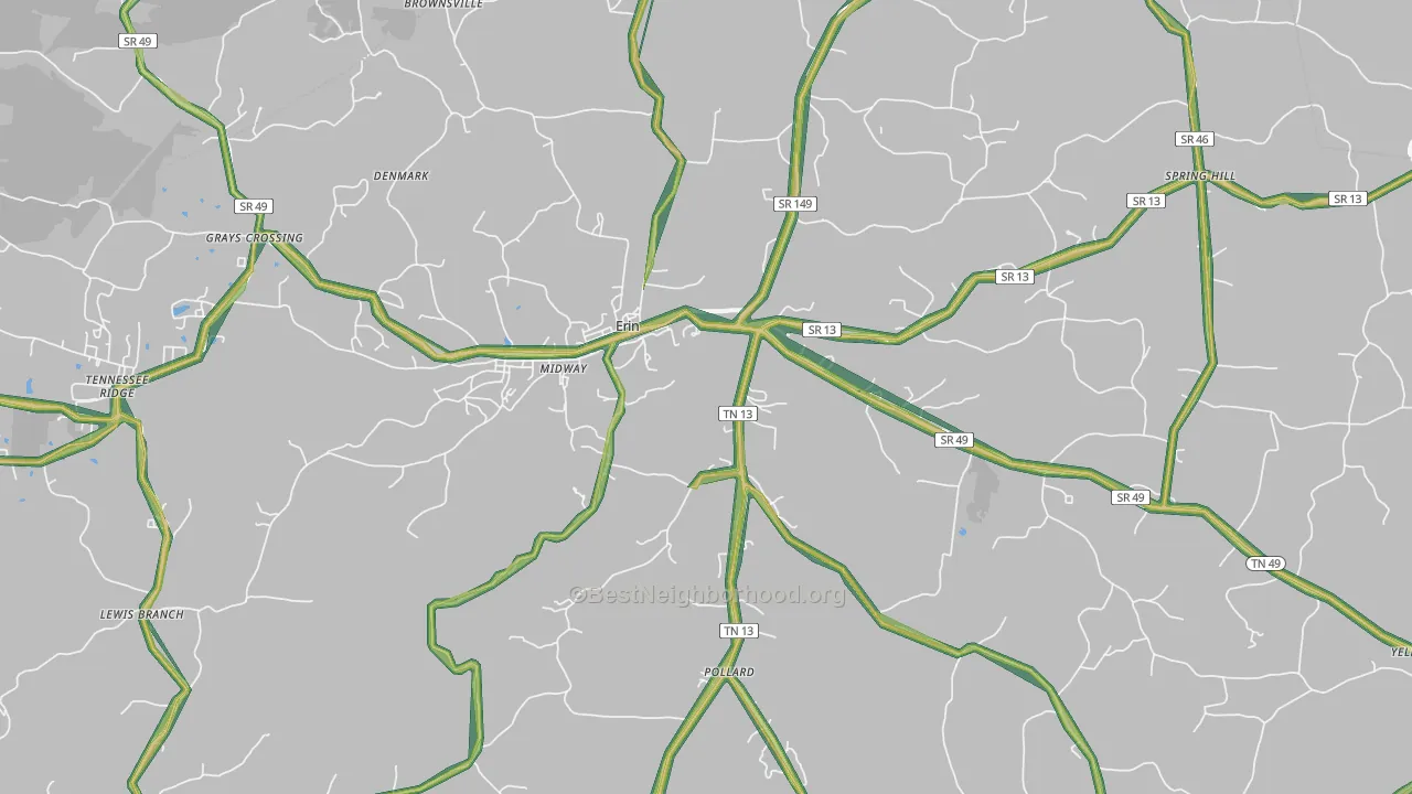 Erin, TN Map of Noise Levels in Erin