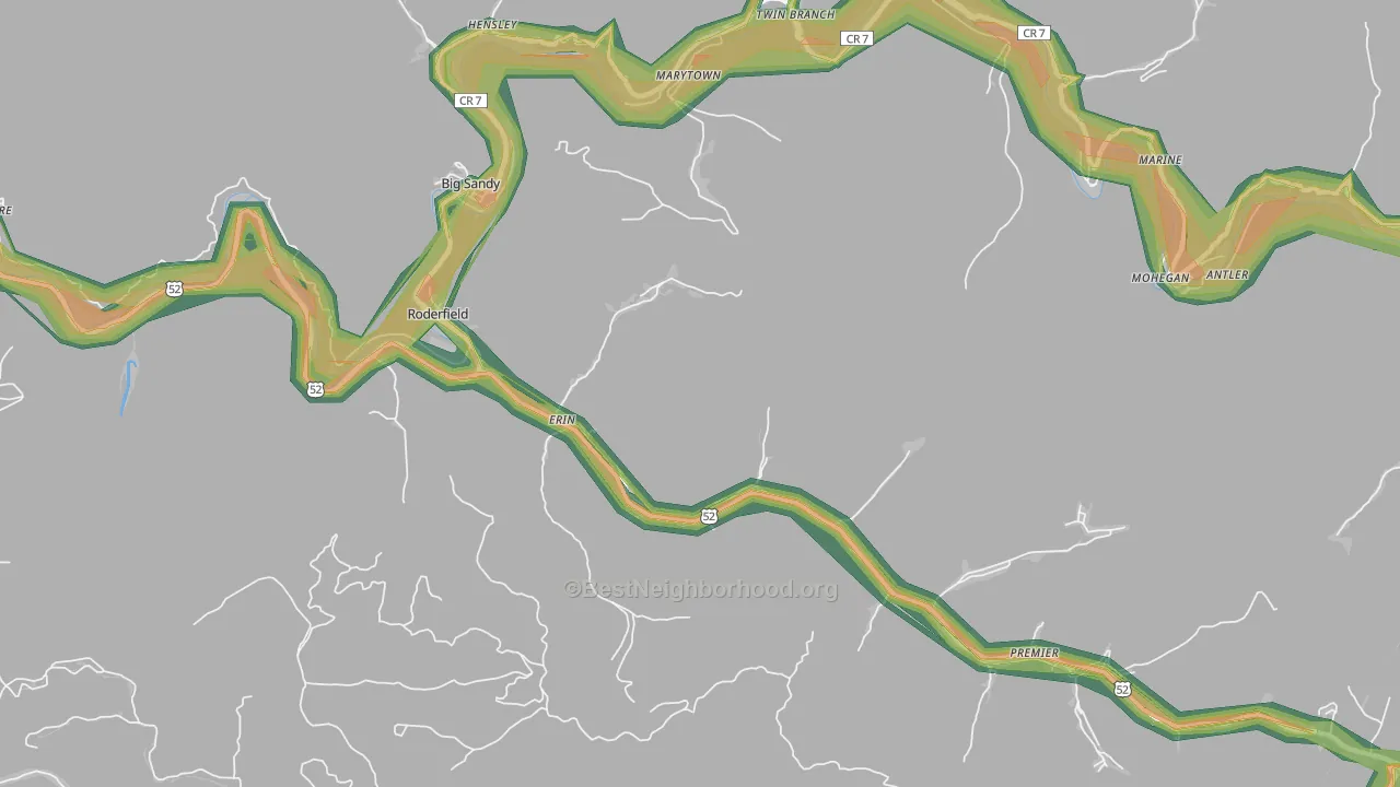 Erin, WV Map of Noise Levels in Erin