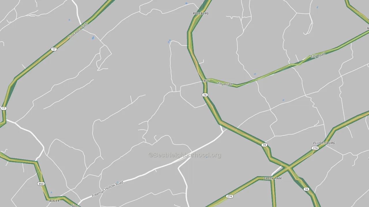 Erly, PA Map of Noise Levels in Erly