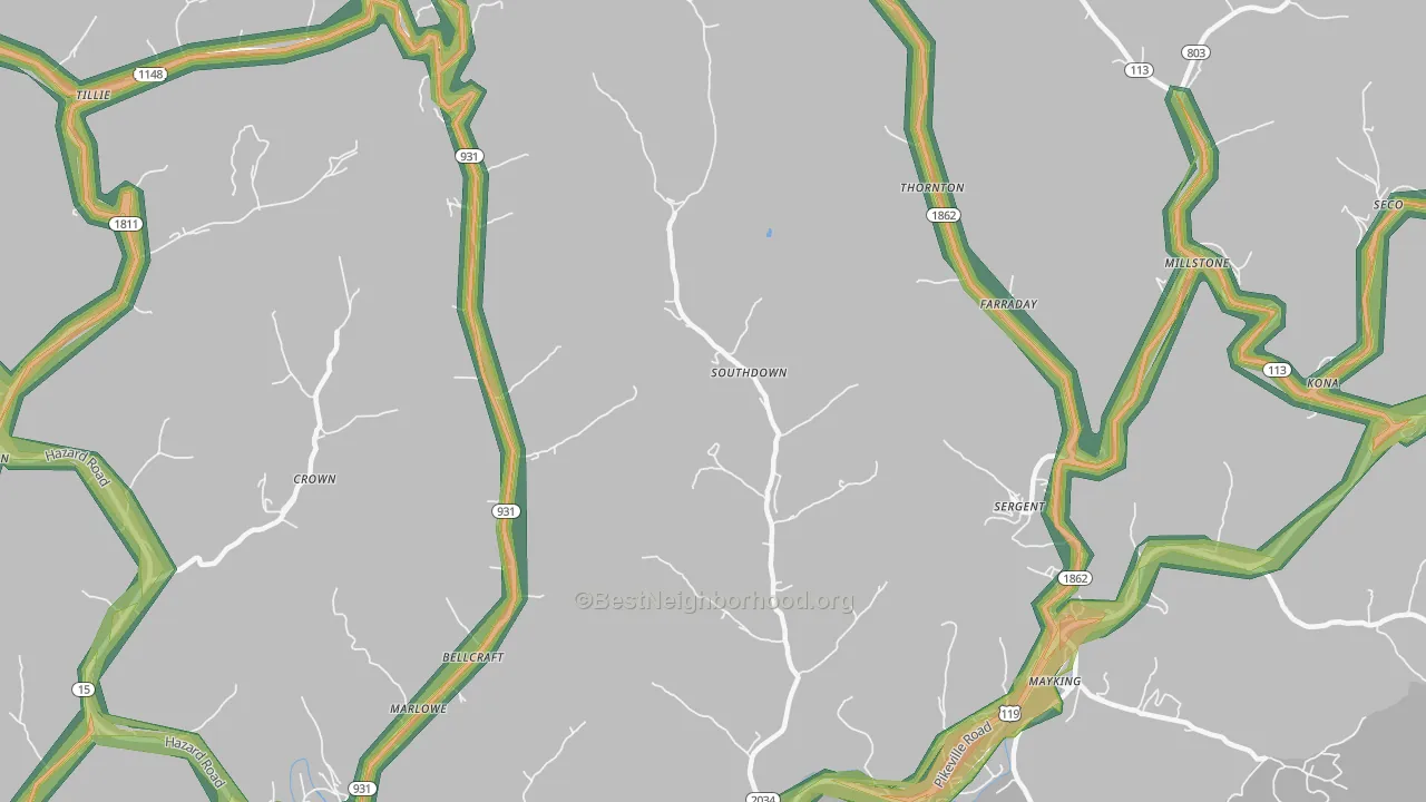 Ermine, KY Map of Noise Levels in Ermine