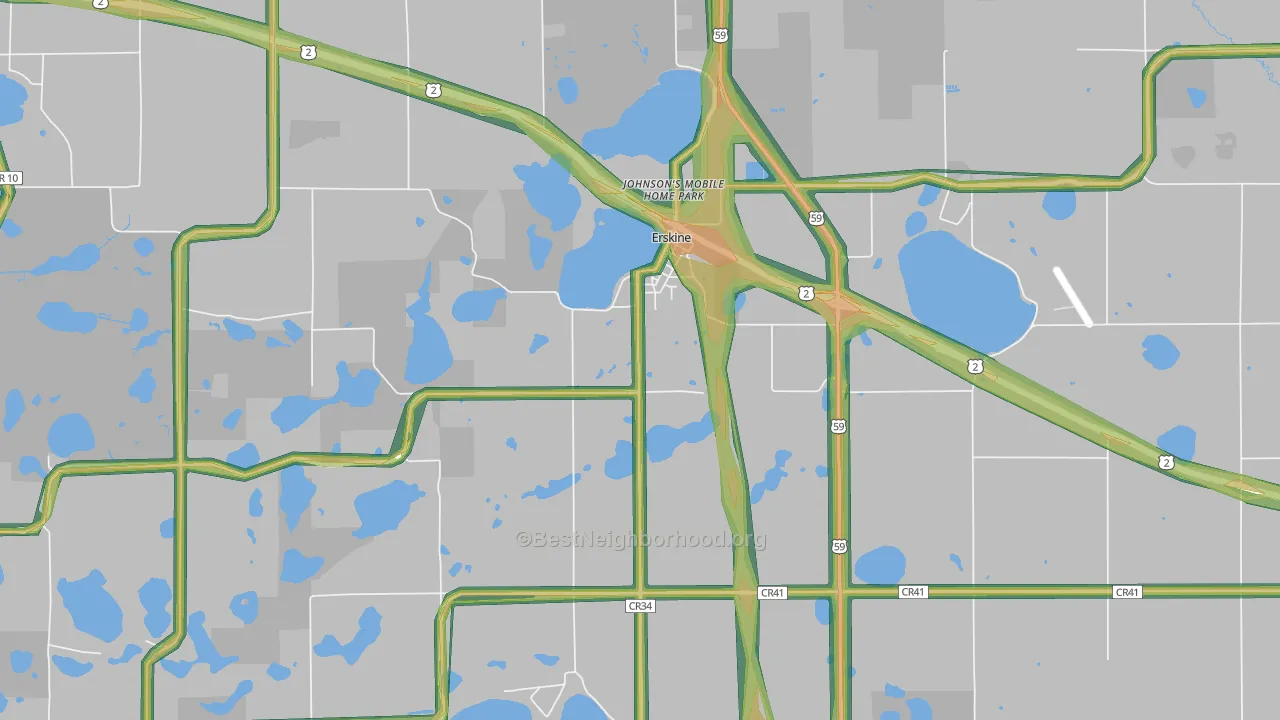 Erskine, MN Map of Noise Levels in Erskine