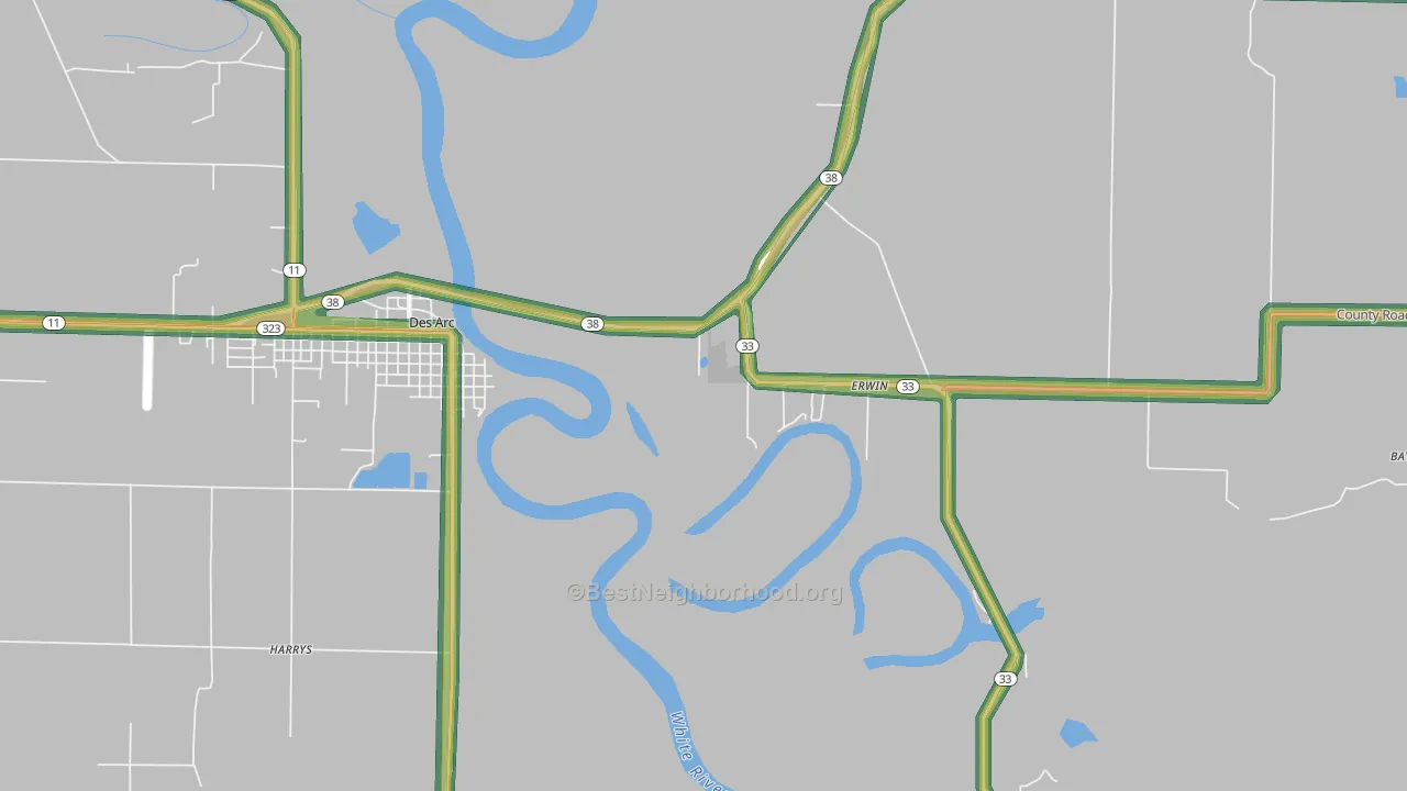 Erwin, AR Map of Noise Levels in Erwin