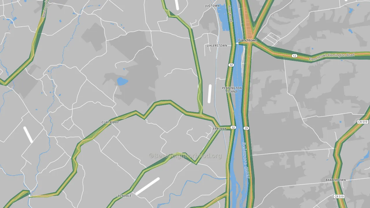 Erwinna, PA Map of Noise Levels in Erwinna