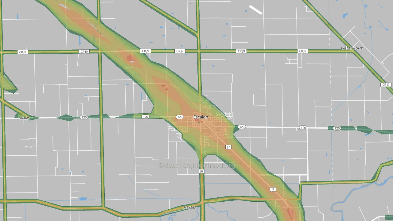 Escalon, CA Map of Noise Levels in Escalon