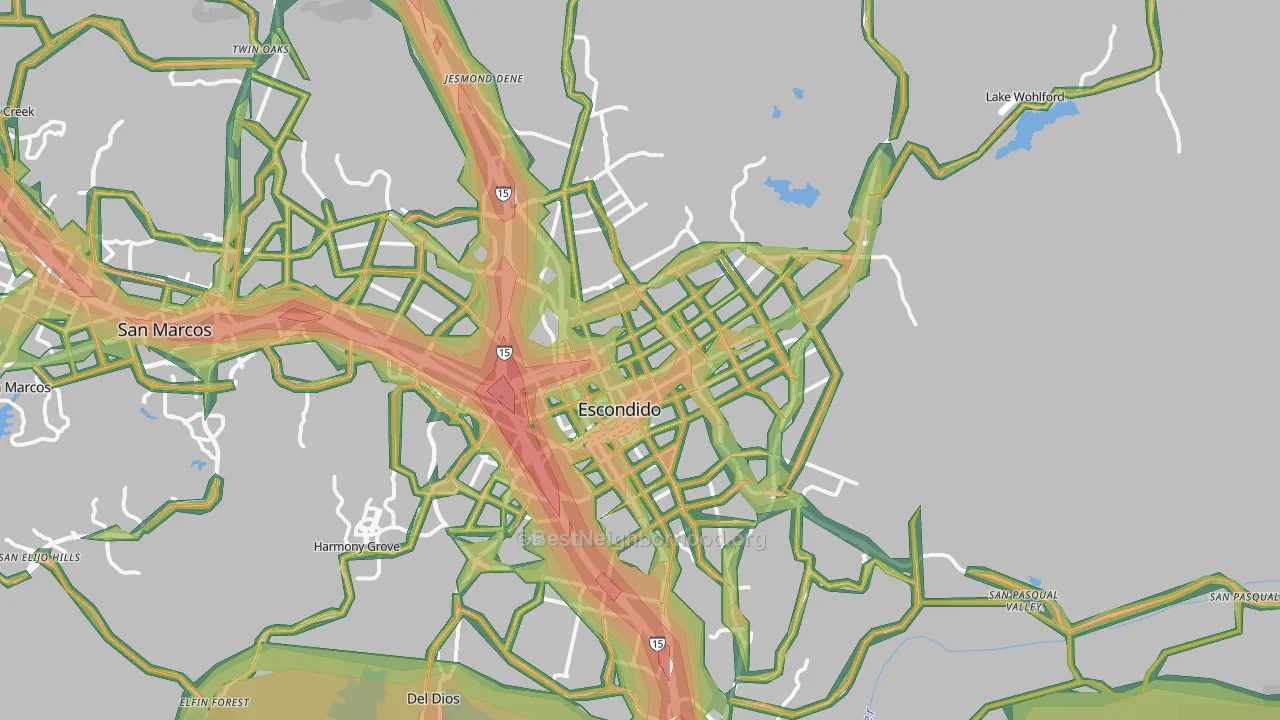 Escondido, CA Map of Noise Levels in Escondido