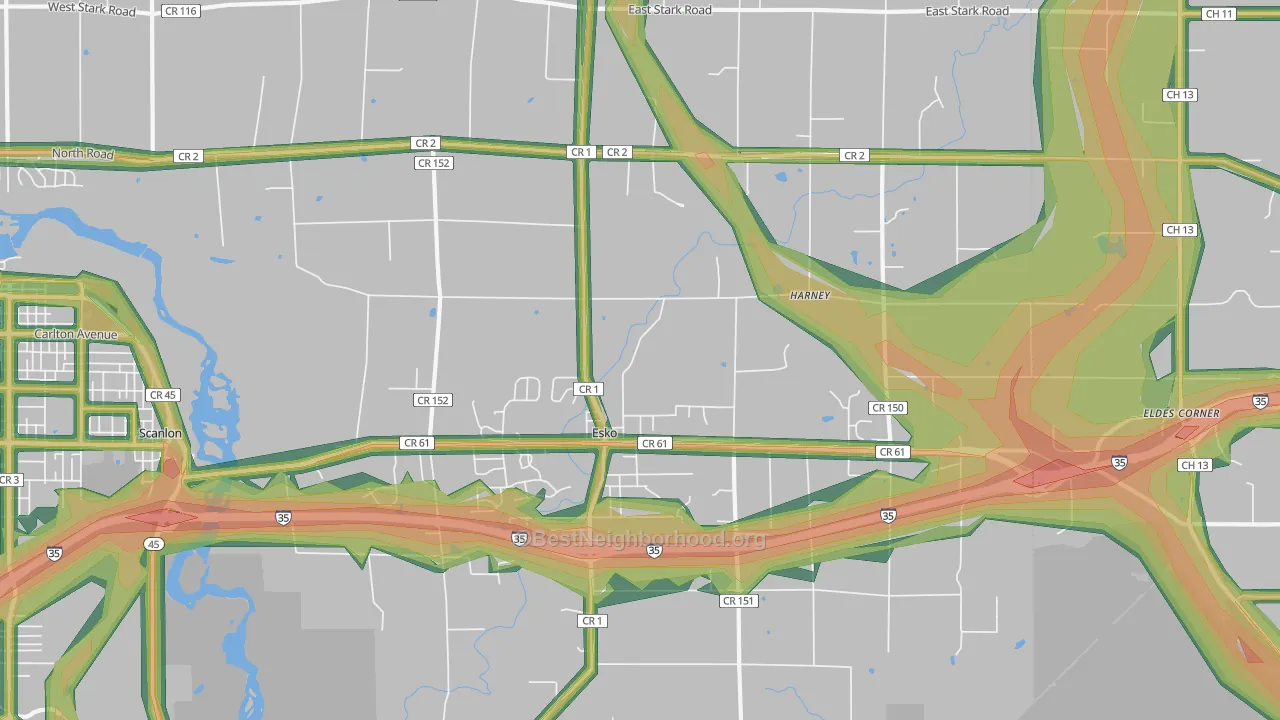 Esko, MN Map of Noise Levels in Esko