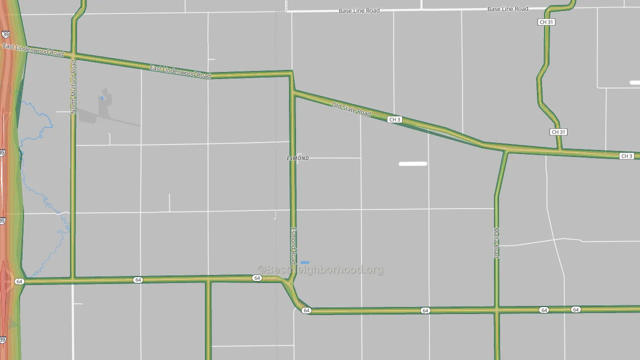 Esmond, IL Map of Noise Levels in Esmond