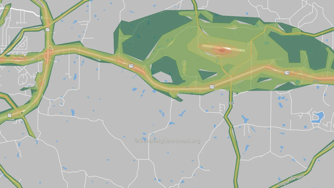 Esom Hill, GA Map of Noise Levels in Esom Hill