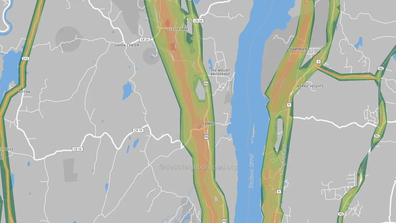 Esopus, NY Map of Noise Levels in Esopus