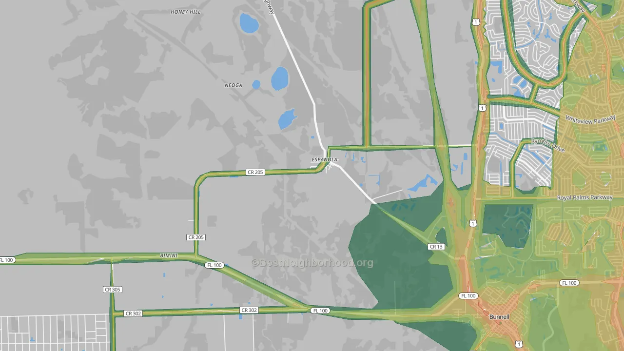 Espanola, FL Map of Noise Levels in Espanola