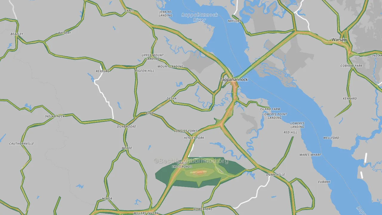 Essex County, VA Map of Noise Levels in Essex County