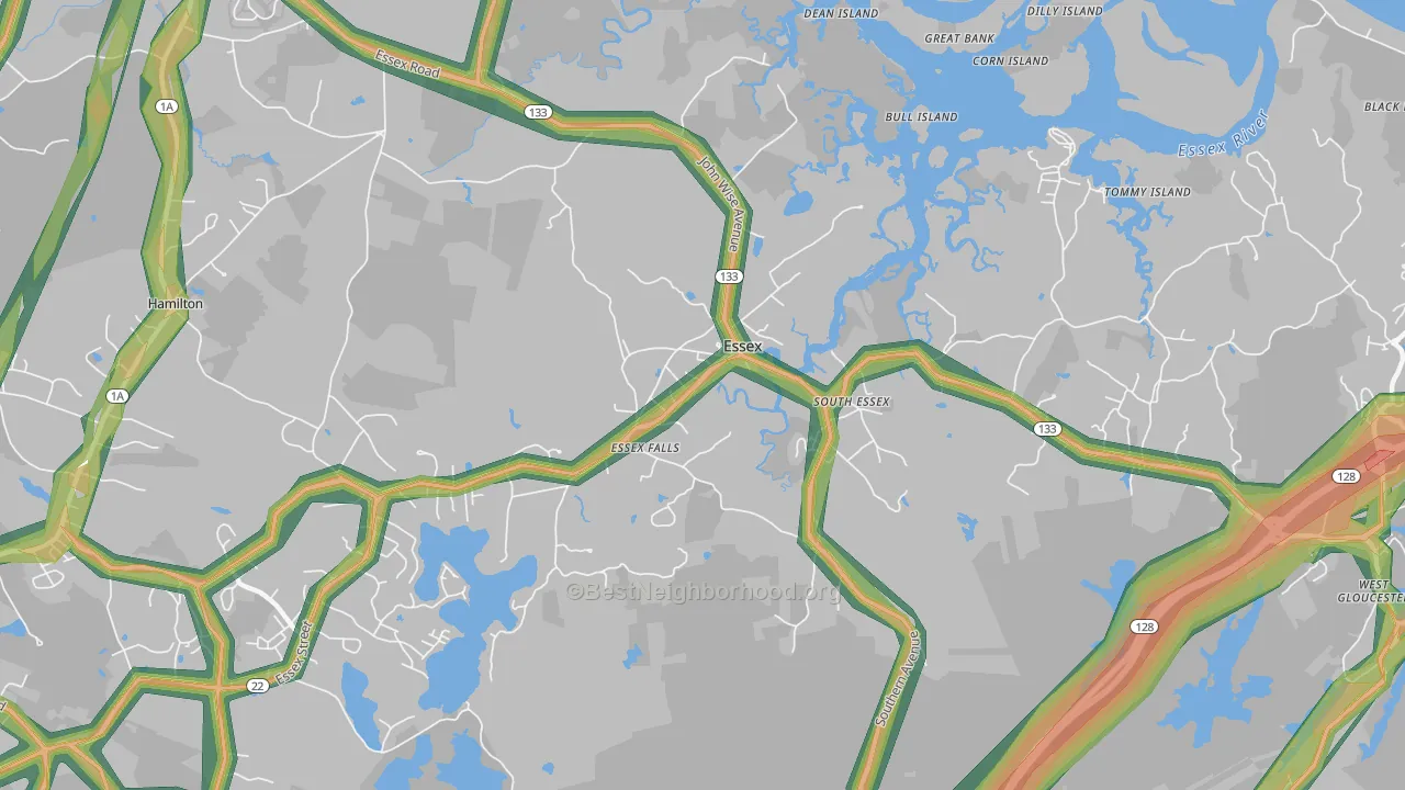 Essex, MA Map of Noise Levels in Essex