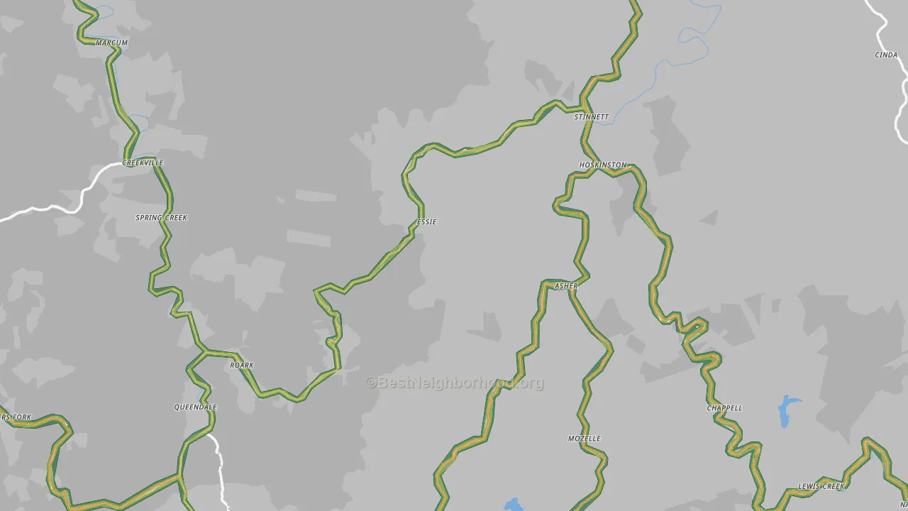 Essie, KY Map of Noise Levels in Essie