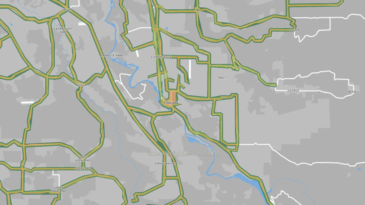 Estacada, OR Map of Noise Levels in Estacada