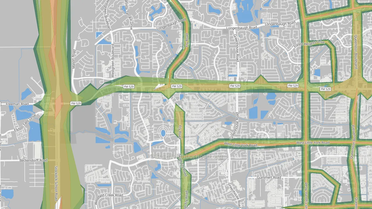 Estates Of Highland Creek, Katy, TX Map of Noise Levels in Estates Of Highland Creek