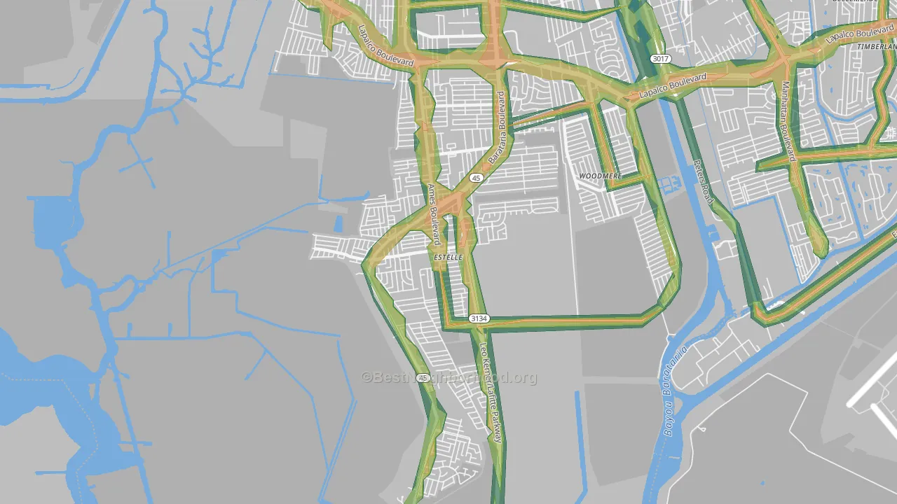 Estelle, LA Map of Noise Levels in Estelle