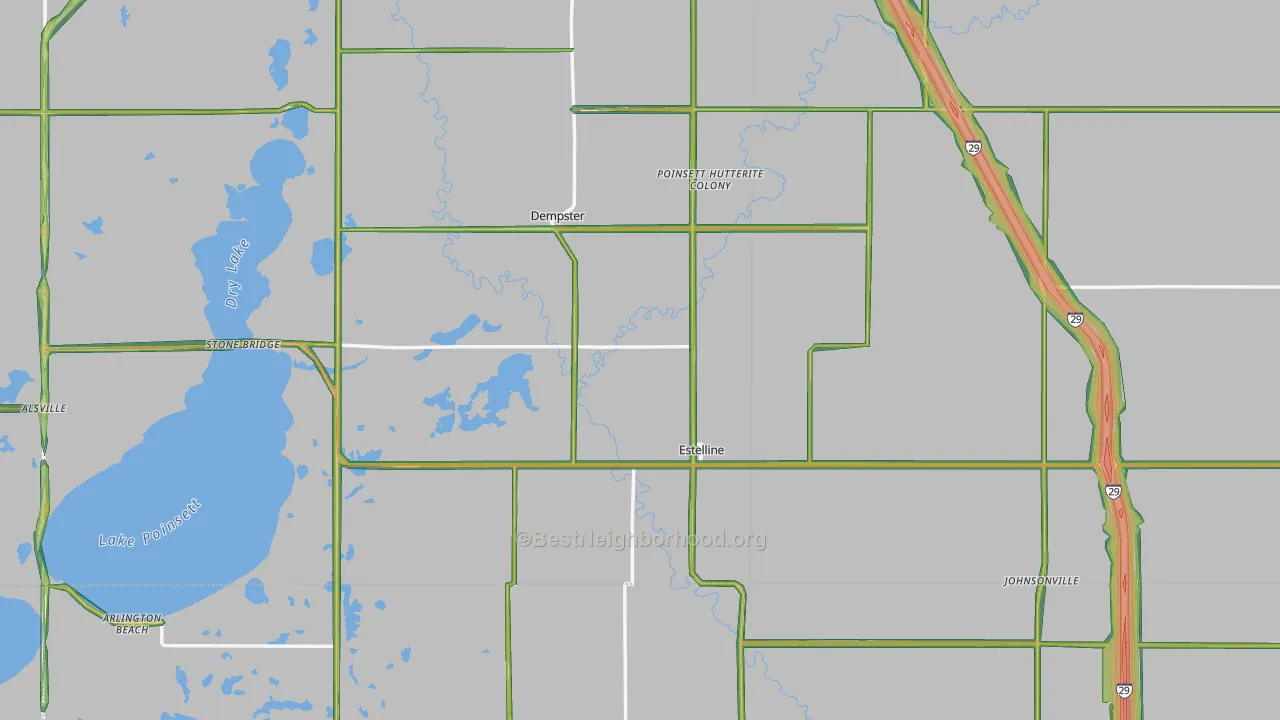 Estelline, SD Map of Noise Levels in Estelline