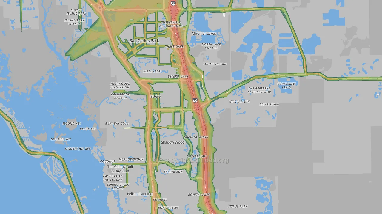 Estero, FL Map of Noise Levels in Estero